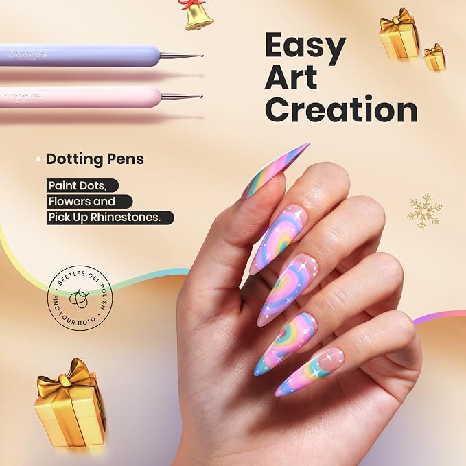Beetles Gel Polish Nail Art Brushes, Wood Alloy Handle, Dotting Pen Clean Up - Image 4