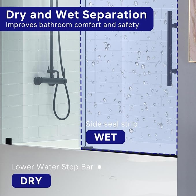 Woodbridge Frameless Bathtub Shower Doors 56-60" Width x 62" Height - Image 7