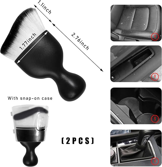 2PCS Car Interior Dust Brush, Soft Scratch Free Auto Detailing Brushes - Image 2