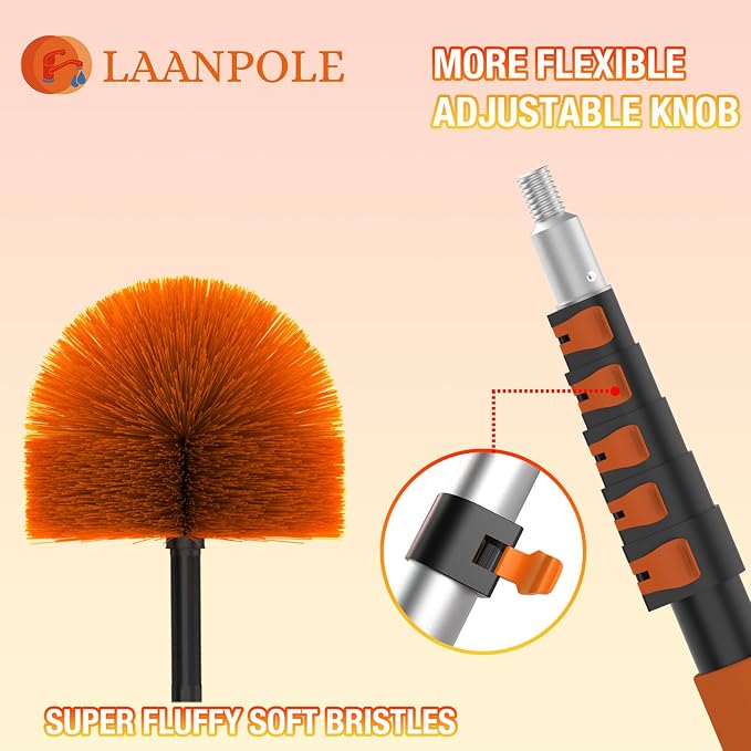 24FT Cobweb Duster with Extension Pole, Spider Web Brush - Image 2