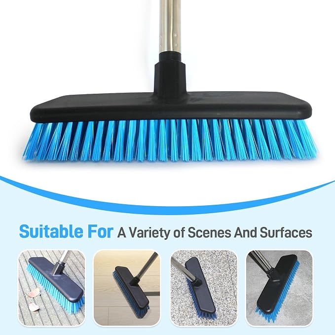 Deck Brush with Retractable Long Handled Floor, Floor Scrub Brushes, Heavy-Duty - Image 5