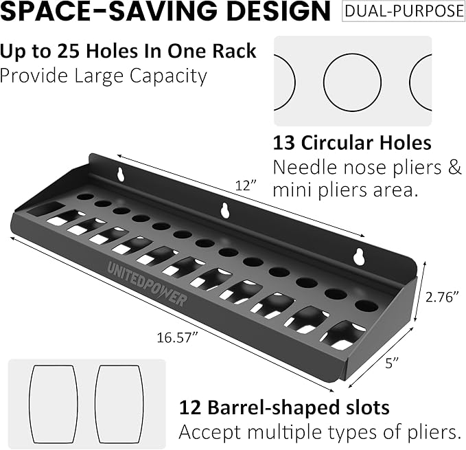 UNITEDPOWER Pliers Holder, Wall Mount Storage Rack Organizer - Image 2