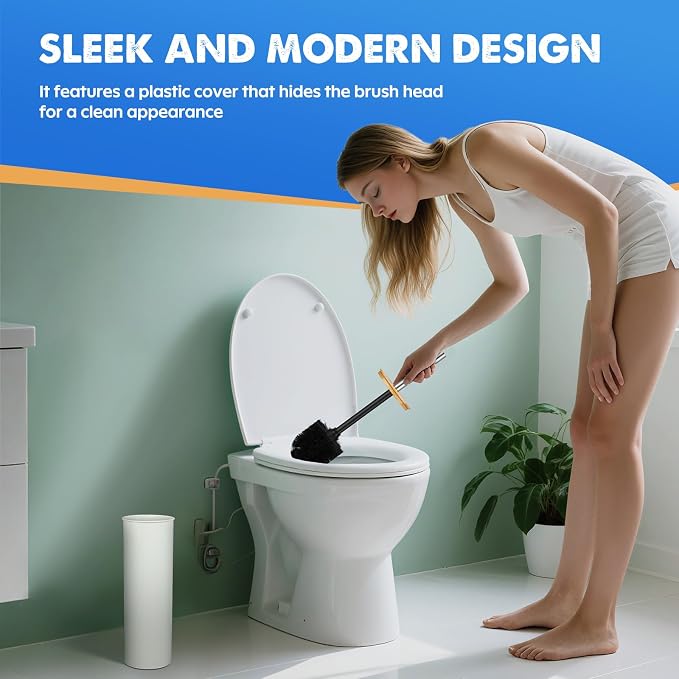 Compact Toilet Brush and Holder 2 Pack, SetStainless Steel Handle Toilet Brush - Image 7