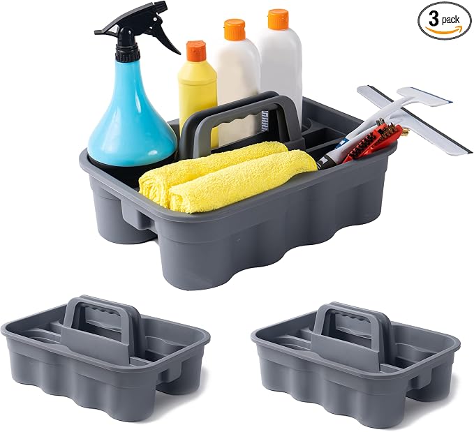 Matthew 3 Pack Large Plastic Tote Tool & Deluxe Supply Cleaning Caddy by MATTHEWCLEANINGPRODUCTS