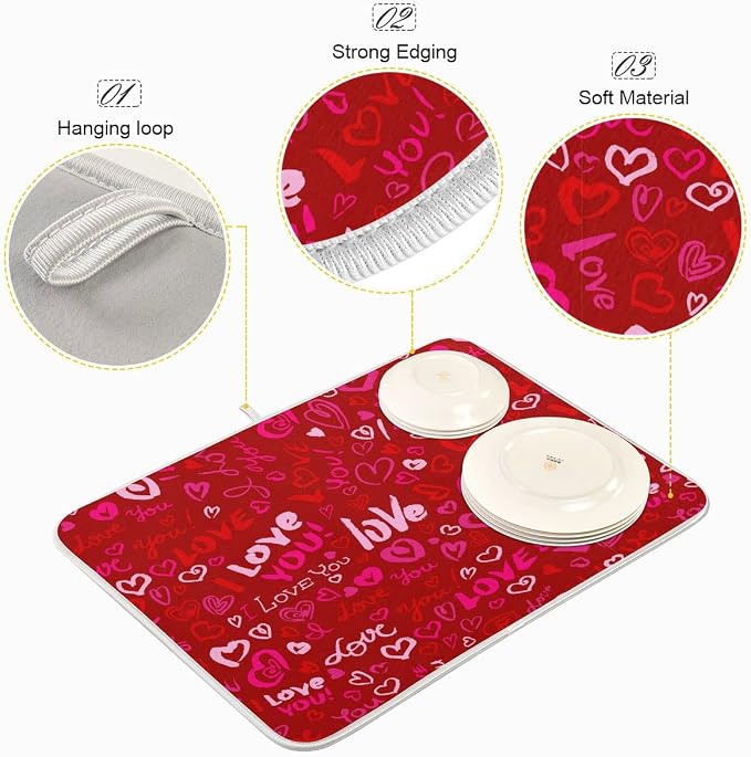 Happy Valentine's Day Dish Drying Mat - Image 4