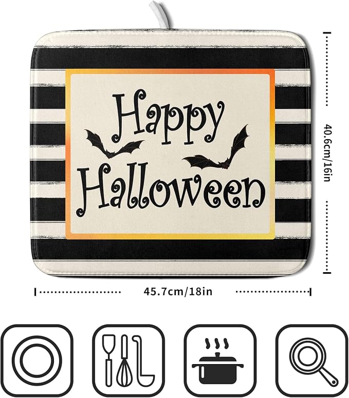 Happy Halloween Bats Dish Drying Mat - Image 2