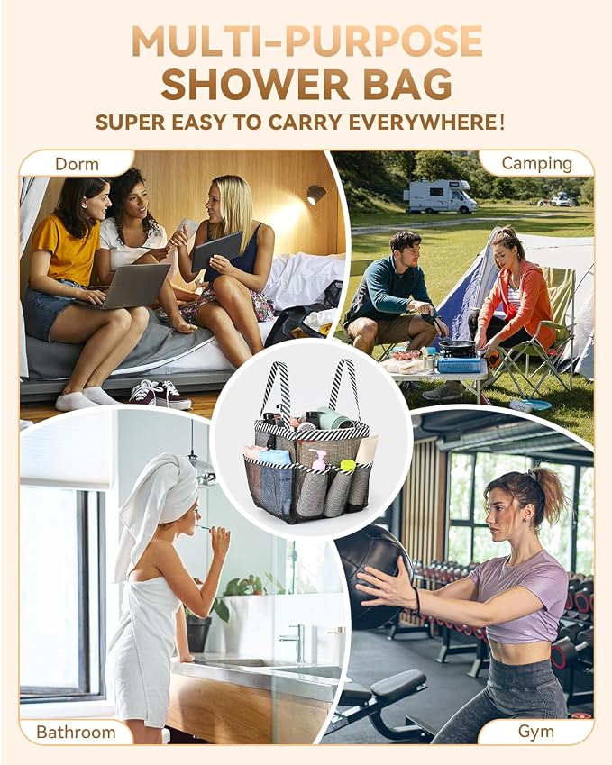 Temede Mesh Shower Caddy Tote, Large Shower Caddy Basket Portable, Quick Dry - Image 6
