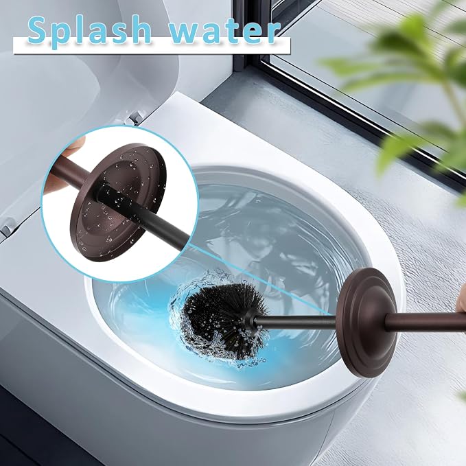 Bronze Toilet Brush and Holder Set, 304 Stainless Steel Toilet Bowl Brush and - Image 4