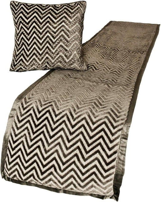 The HomeCentric King Queen Twin Grey Decorative King 90"x18" Bed Runner with 2 Pillow Cover, Crystals Bed Scarf on Velvet Fabric - Grey Crystal Chevy