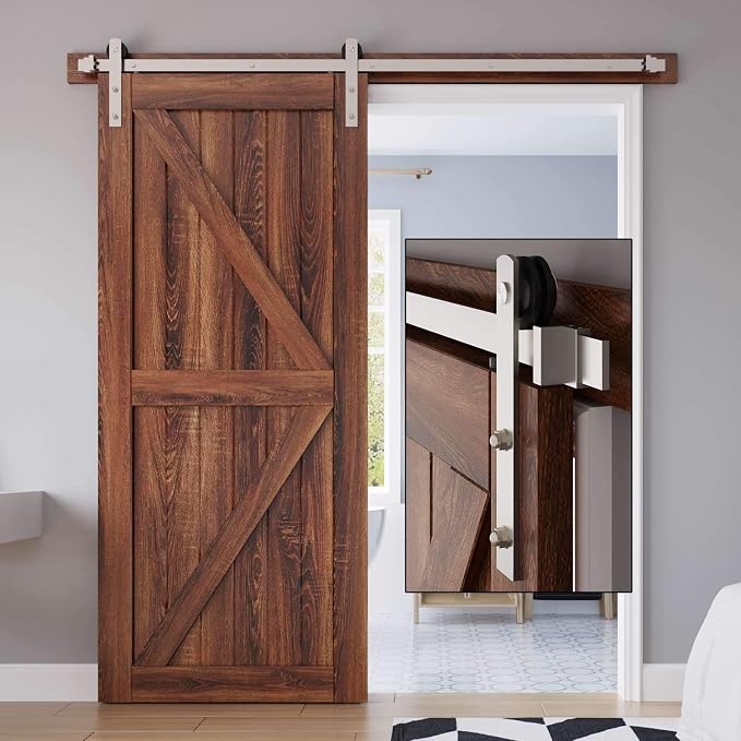EaseLife 5 FT Brushed Nickel Sliding Barn Door Hardware Track Kit, Straight by EaseLife