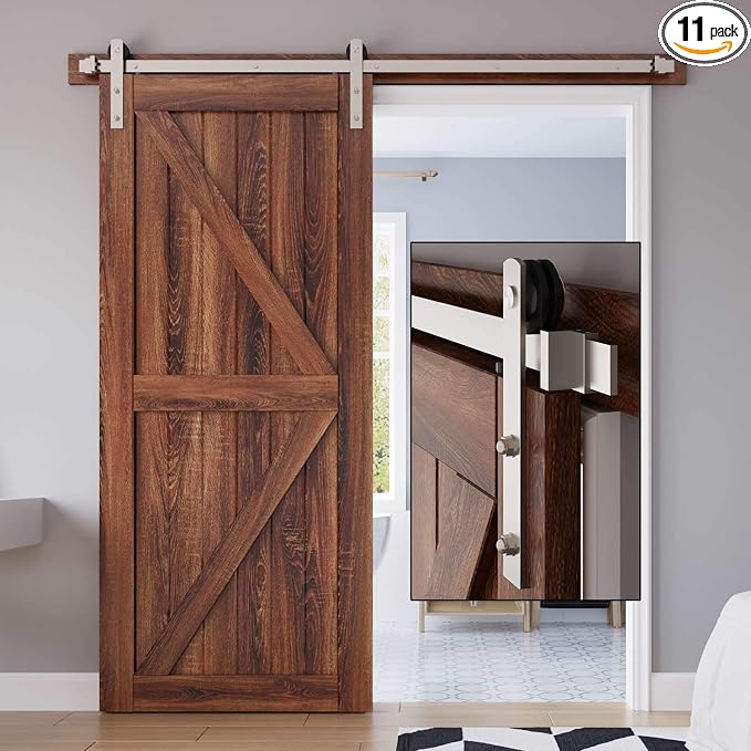 EaseLife 6.6 FT Brushed Nickel Sliding Barn Door Hardware Track Kit, Straight by EaseLife