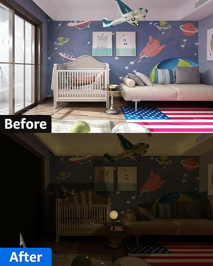 Sumobaby Blackout Curtains for Bedroom Portable 57"x63",No Drill Blackout Shades with Upgraded Hook&Loop Tapes,100% Black Out Window Cover,Thermal Insulated Blinds for Bedroom,Nursery(1 Panel,Black)