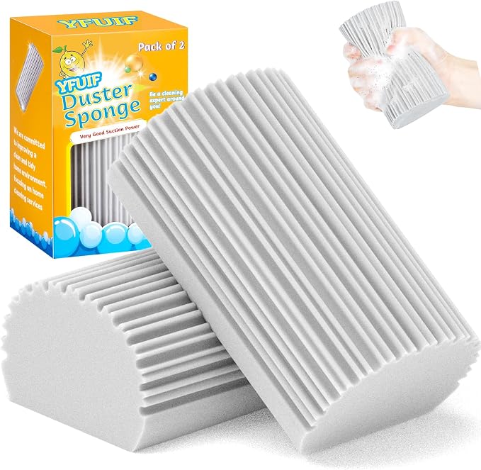 2-Pack Damp Duster Sponge for clean, Magic Sponge Eraser Baseboard Cleaner Tool by YFUIF