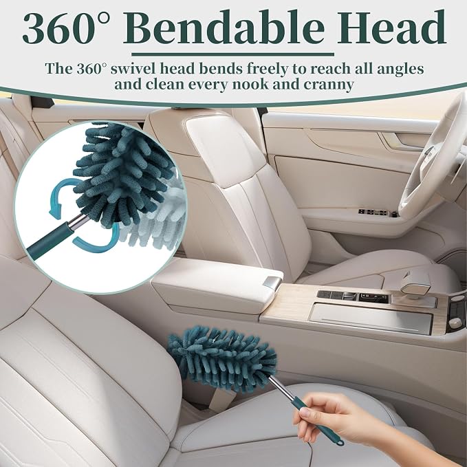 2 PCS Car Interior Duster with Extension Pole, Microfiber Car Dusters with - Image 4
