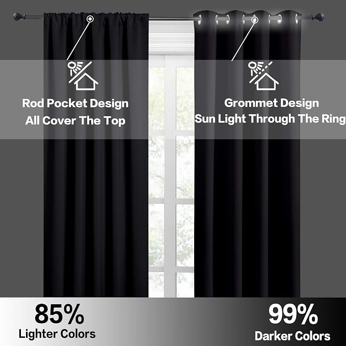 RYB HOME Blackout Curtains 63 inches Long - Image 5