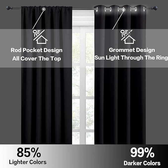RYB HOME Short Curtains for Living Room Blackout Portable Blinds Shades for - Image 5