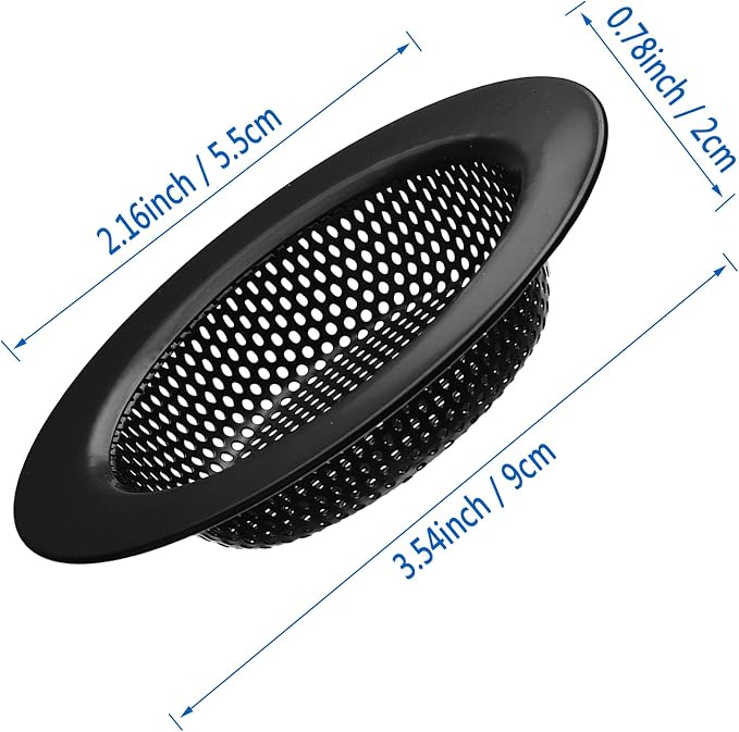 2 Pcs Black Stainless Steel Mesh Sink Drain Strainer, 3.54" Top/2.16" Kitchen - Image 5