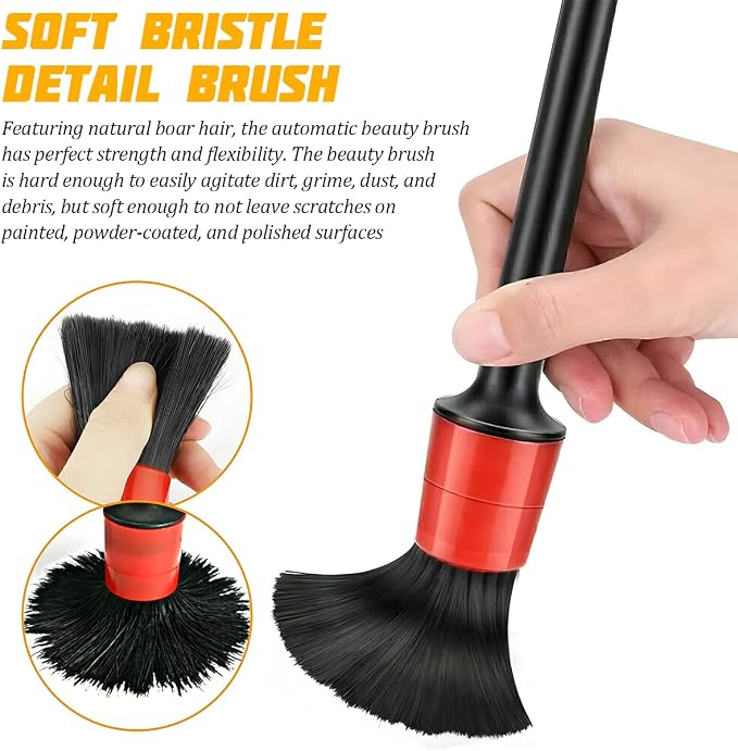5PCS Car Detailing Brush Set, Ultra Soft Bristle No Scratch Vehicle Air Vent - Image 3