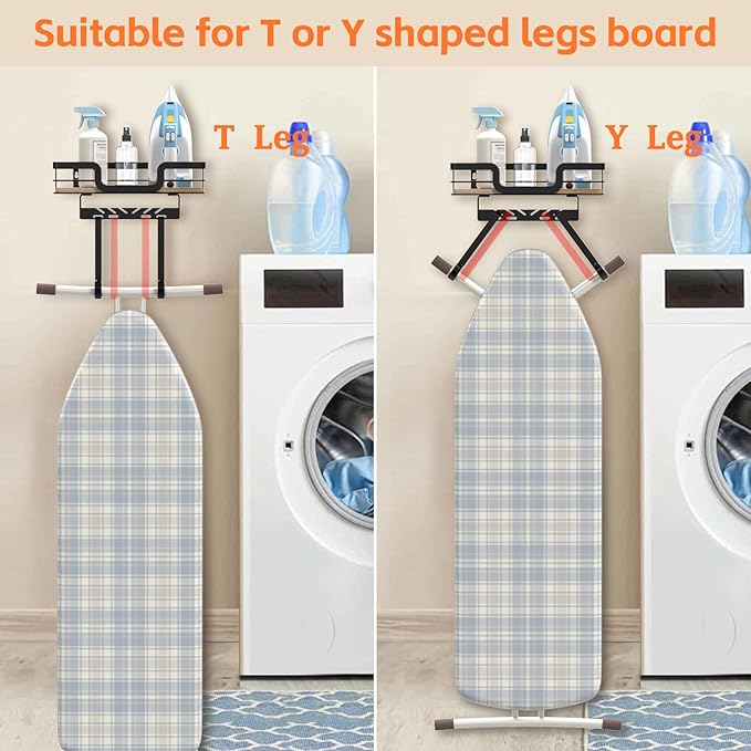 Ironing Board Holder Wall Mount, Laundry Room Organization Storage, T&V Shaped - Image 3