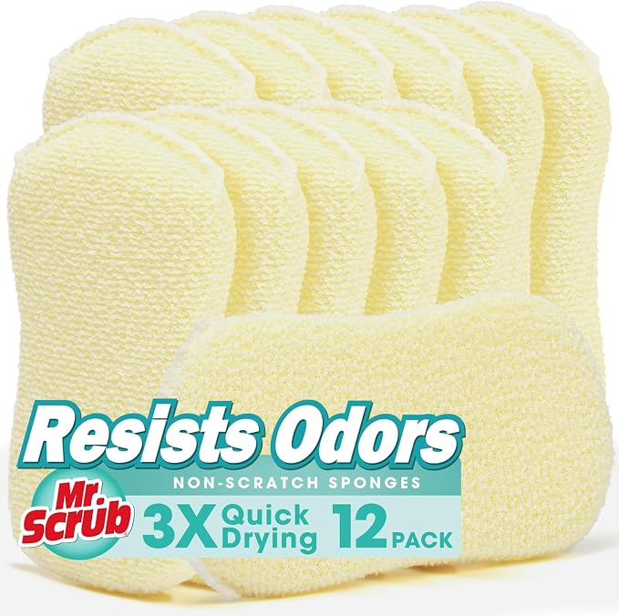 Sponges Kitchen Scrub Dish Sponge Scouring Pad, 12 Pack Cleaning Brush Scrubber by MrScrubCleaninghelpers