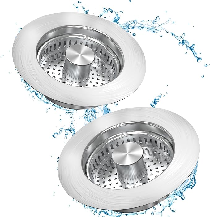 Upgraded 3 in 1 Kitchen Sink Drain Strainer Stopper, Brushed Stainless Steel by Allisforbetterlife