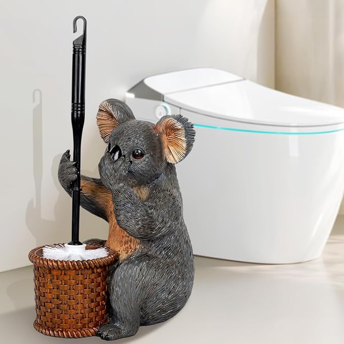 Toilet Brush Holder Set For Bathroom Super Cute Koala Base Solidly Toilet Bowl - Image 8