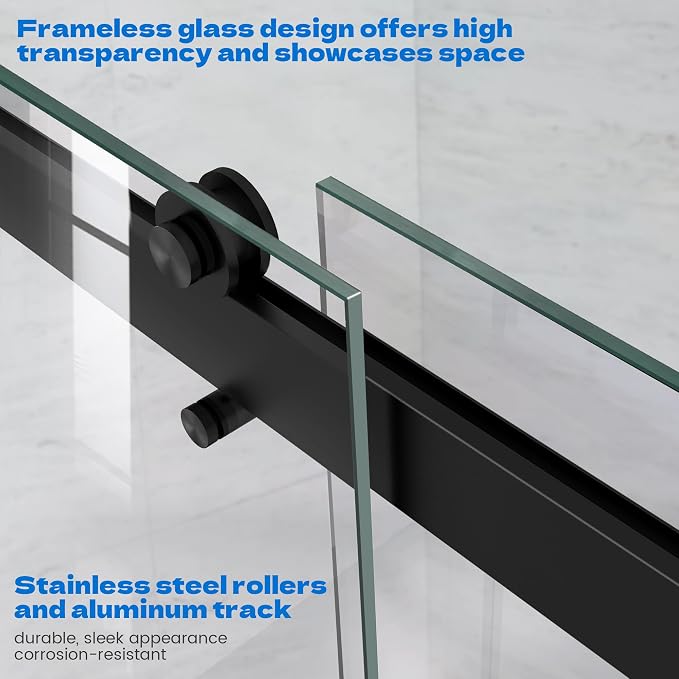 Bathtub Shower Door, 60″x 62″ Semi-Frameless Sliding Shower Door, Double - Image 3