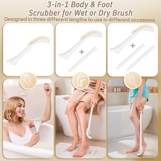 New Foot Brush with Adjustable Long Handle, 3-in-1 Foot Scrubber - Image 4