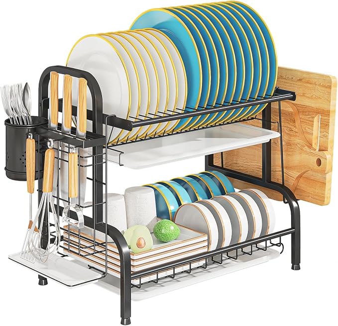 LEGUANG 2-Tier Stainless Steel Dish Drying Rack, Space-Saving Kitchen Organizer by LEGUANG