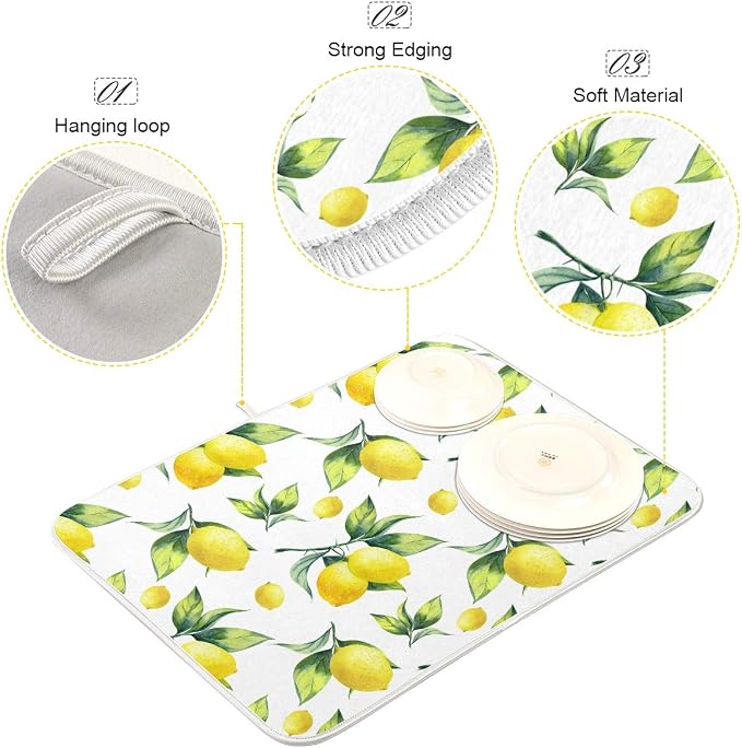 Tropical Lemon Leaves Dish Drying Mat 18x24 - Image 4