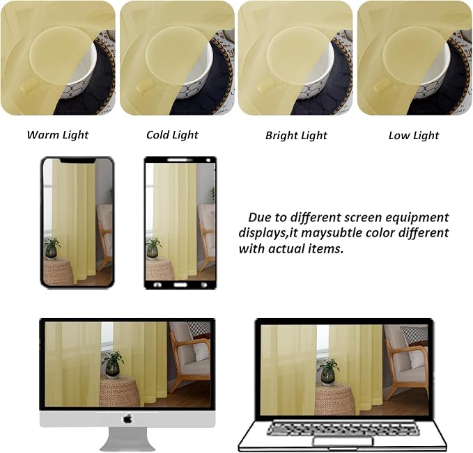 Chyhomenyc Sheer Valances for Windows 2 Pack, Small Valance for Living Room - Image 5