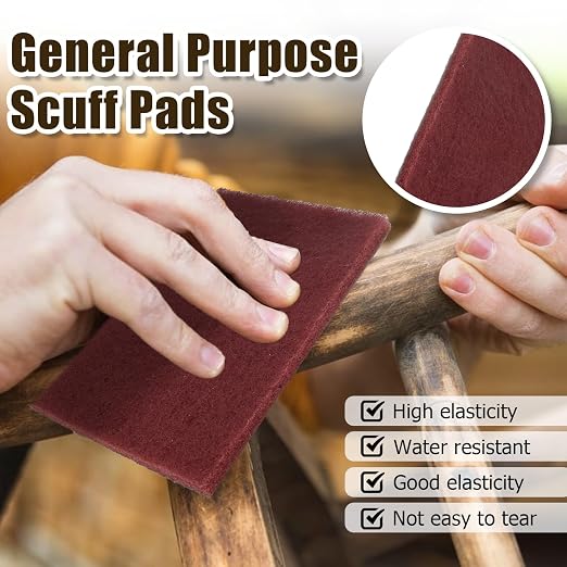 BokWin 6Pcs Red Scuff Pads Very Fine Grade General Purpose Sanding Hand Pads - Image 2