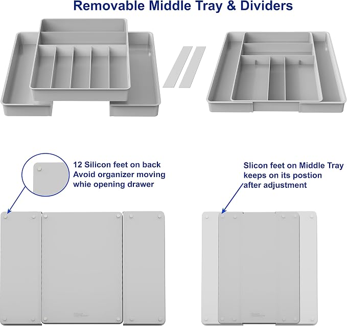 Simple Houseware Expandable Kitchen Drawer Flatware Organizer - Image 3