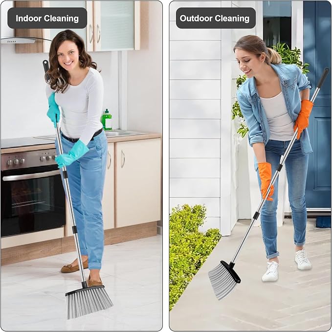 Broom and Dustpan Set, Windproof Standing Dust pan - Image 7
