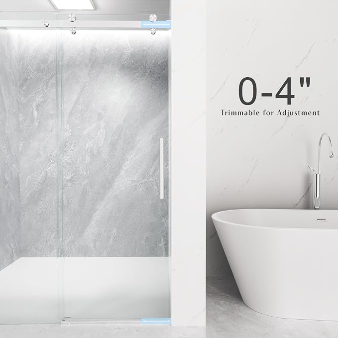 Frameless Sliding Shower Door 44-48" W x 72" H, 5/16" Heavy Duty Tempered Glass - Image 6