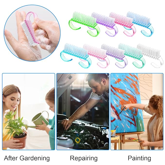 27 PCS Handle Grip Nail Brushes Colorful Small Fingernail Brushes Mini Hand - Image 6