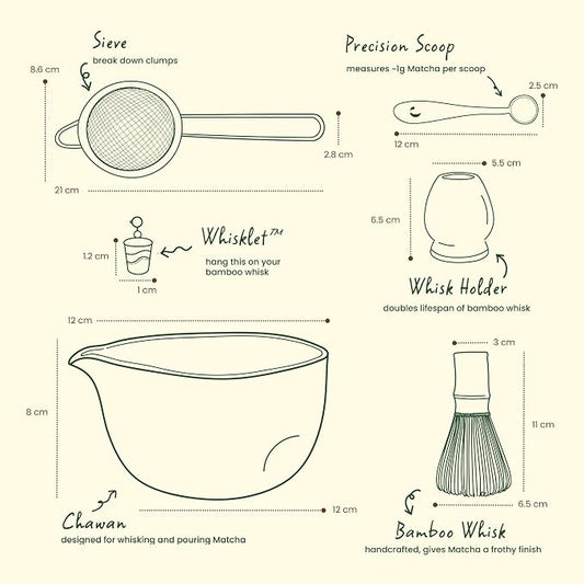 Crafti Matcha Whisk Set | Golden Hour 6-Piece Matcha Kit | Matcha Bowl - Image 2