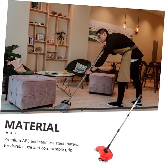 Multi-Function 3-in-1 Hand Push Sweeper Broom Dustpan Trash Bin Adjustable - Image 2