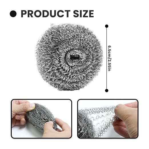 16 Pcs Steel Wool Pads, Stainless Steel Scrubber, Metal Scrubber, Dishwashing - Image 2