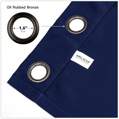 MIUCO 2 Panels Room Darkening Thermal Insulated Grommet Window Blackout Curtains for Bedroom 63 Inches Long Navy Blue