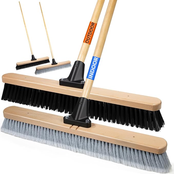 ALANNG 24” Push Brooms for Indoor and Outdoor, Heavy Duty Broom for Sweeping by ALANNG