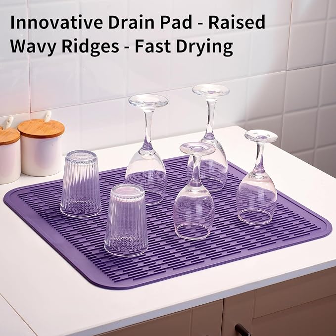 ZLR Silicone Dish Drying Mat for Kitchen Counter, Eco-Friendly Fast Dry Dish Mat - Image 8