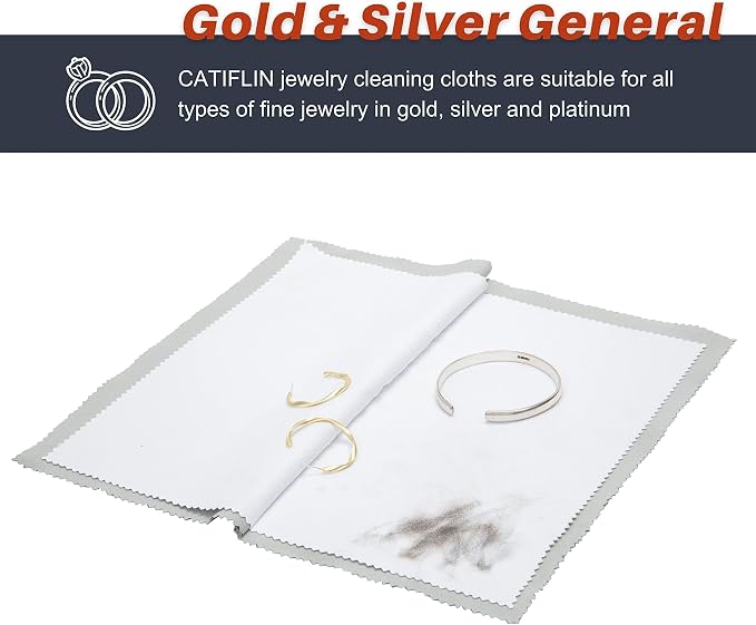 CATIFLIN 3pcs Multi-Layer Jewelry Cleaning Cloth, Large Silver Polishing Cloth - Image 5