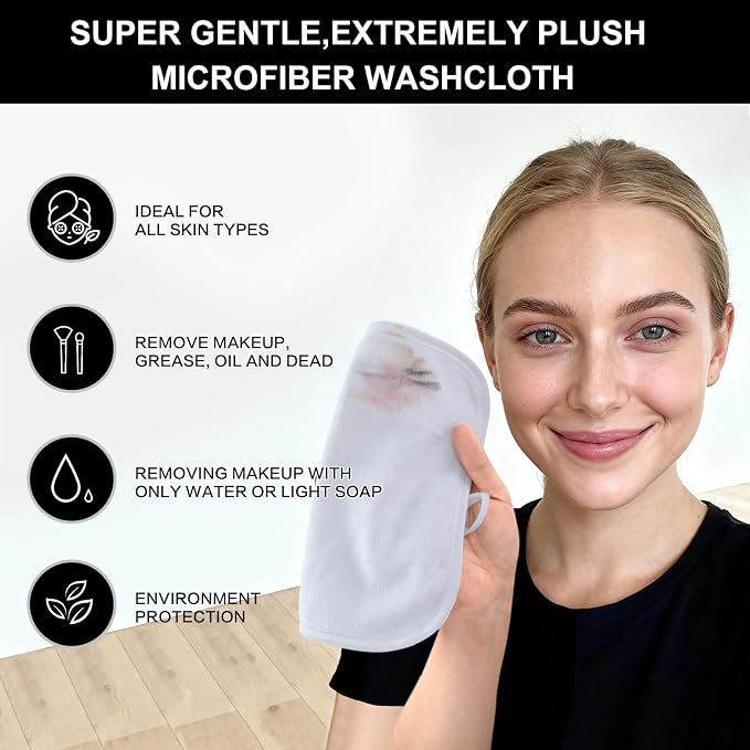 SINLAND Microfiber Facial Cloths Fast Drying Washcloth 8inch x 8inch Absorbent - Image 5