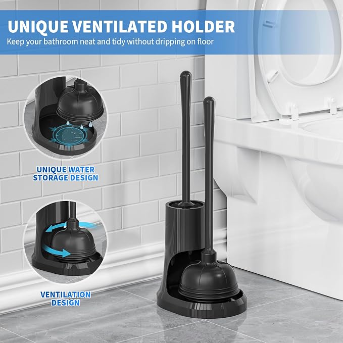 uptronic Toilet Plunger and Brush, Bowl Brush and Heavy Duty Toilet Plunger Set - Image 5