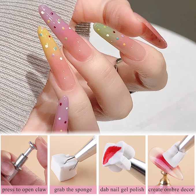 100Pcs Soft Nail Sponges for Ombre, Gradient Effect White Nail Art Sponges - Image 3