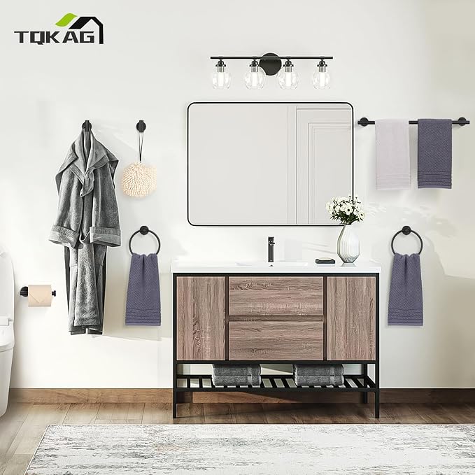 TQKAG Matte Black Bathroom Hardware Set 6-Piece Bathroom Accessory Set 23.6 - Image 7