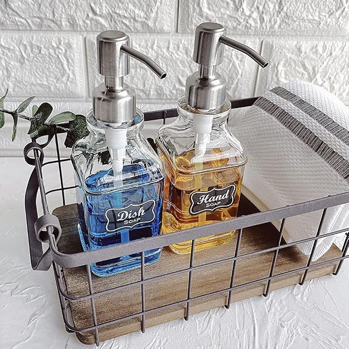JASAI 2Pack Antique Design Glass Soap Dispenser - Image 3