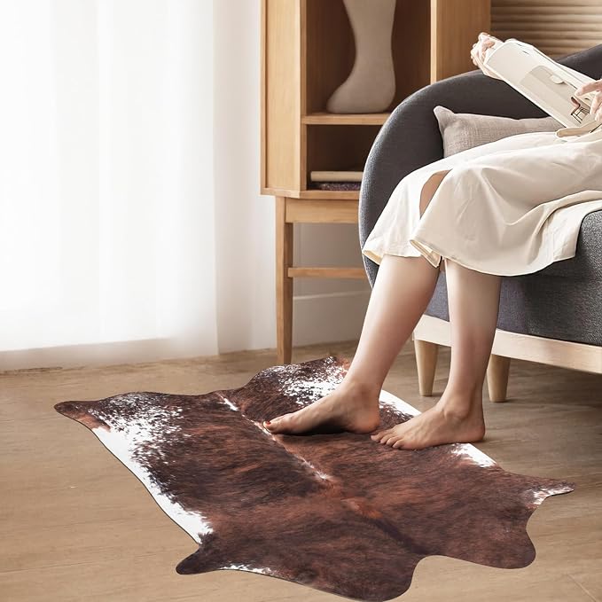MACEVIA Faux Cowhide Rug Cute Cow Print Rugs Animal Area Carpet Western Decor - Image 5