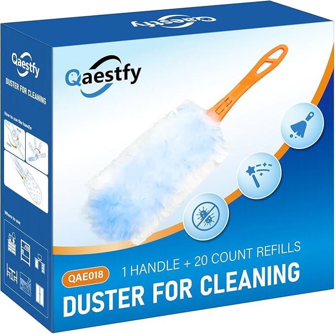 Qaestfy Dusters for Cleaning Dust 20 Count Refills 360 Fluffy Microfiber Hand by Qaestfy